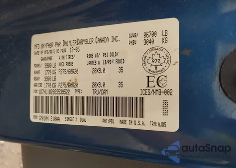 2006 Dodge Ram 1500 Slt/Trx4 Off Road/Sport z USA, uszkodzony, nr VIN 1D7HU18286S539522